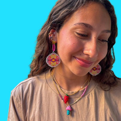 Miyuki Galaxy Earrings in Pink