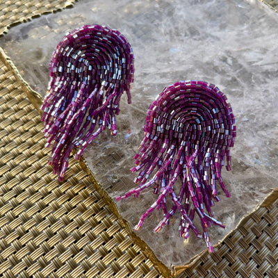 Purple Beaded Earrings