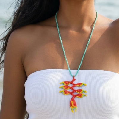Heliconia beaded Necklace